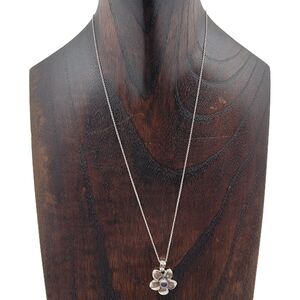 14k White Gold Peacock Pearl Flower Pendant Necklace